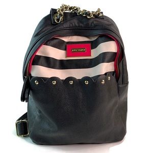 Betsey Johnson Black Medium Faux Leather BackPack